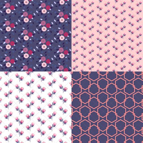 Protea Flowers Floral Navy Pink Geometric Backgrounds Etsy