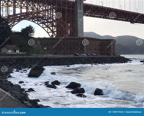 Fort Point Nestled Under The Golden Gate Bridge Stock Image Image