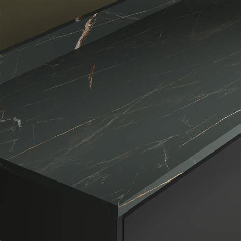 Howdens 3m X 22mm Square Edge Black Marble Gold Vein Effect Laminate