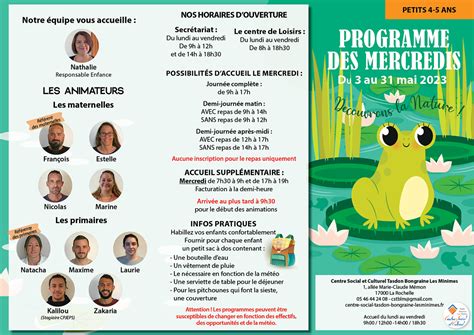 ENFANCE Programme Des Mercredis De Mai Centre Social Et Culturel