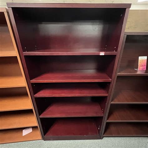 69 High Cherry Veneer Bookcase Fluted Edges 4 Shelves Office