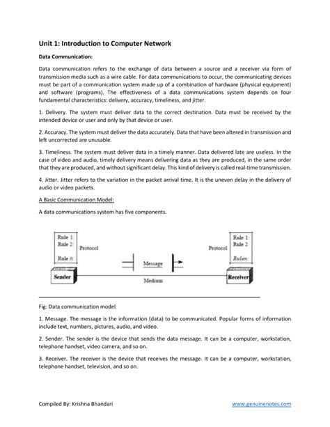 Unit 1 Introduction To Computer Network 1