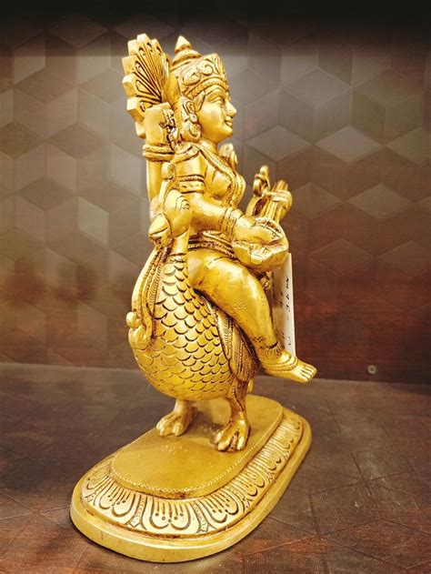 Brass Saraswathi Sitting On Annam Idol Goddess Saraswathi Statue For