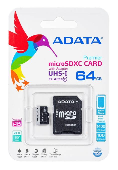 Karta pamięci ADATA microSDXC Premier 64 GB Class 10 adapter