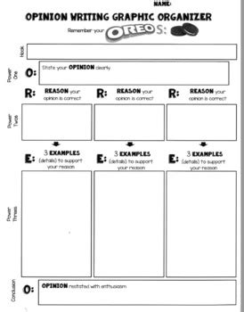 Oreo Opinion Writing Graphic Organizer By Stokes Scholars Tpt