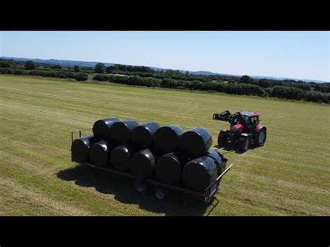 Round Baling And Hauling Second Cut Grass In Wiltshire Youtube