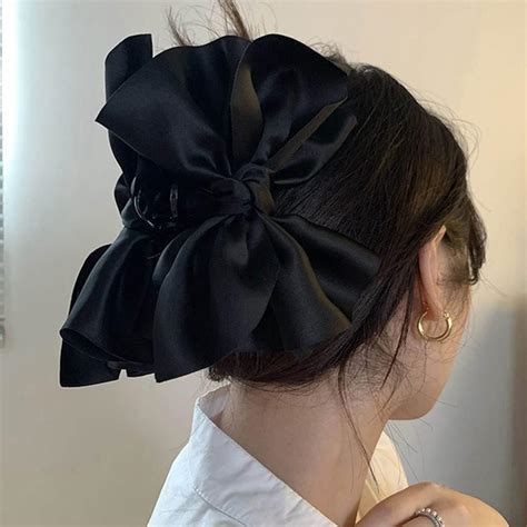 3pcs Bow Bubble Clips Chiffon Silk Hair Clips Thick