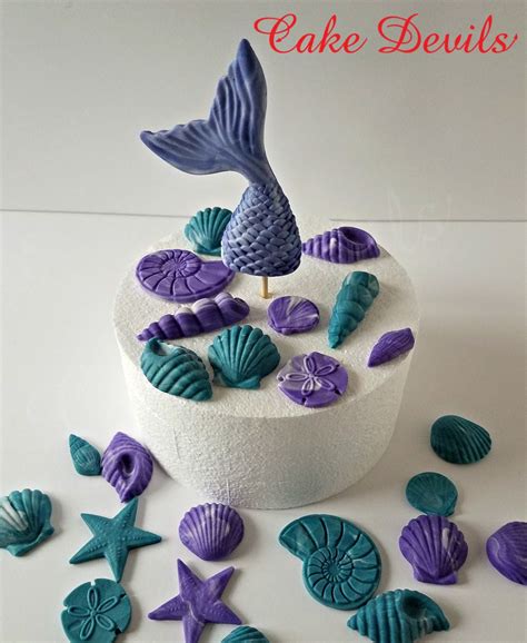 Mermaid Cake Topper Set Fondant Mermaid Tail Cake Topper