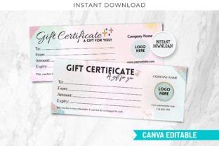 Editable Printable Pink Gift Certificate Graphic By Snapybiz Creative