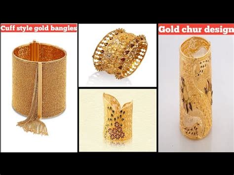 Gold Chur Design Light Weight Gold Glass Chur Cuff Style Gold Bangles