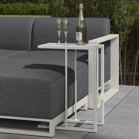 Table D Appoint Jardin En Aluminium Gris Avec Motifs Graphiques