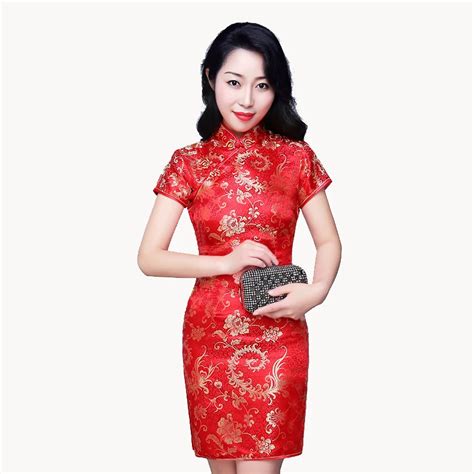 Red Vintage Chinese Women S Traditional Formal Dress Satin Qipao Sexy