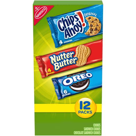 Nabisco Cookie Variety Pack Oreo Nutter Butter Chips Ahoy 12 Snack Packs