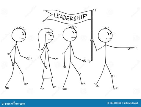 Leadership Concept. People Follow The Leader. Cartoon Vector | CartoonDealer.com #73025695