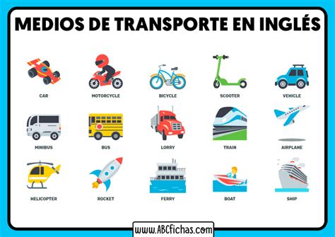 Fichas De Vocabulario De Los Medios De Transporte En Ingl S