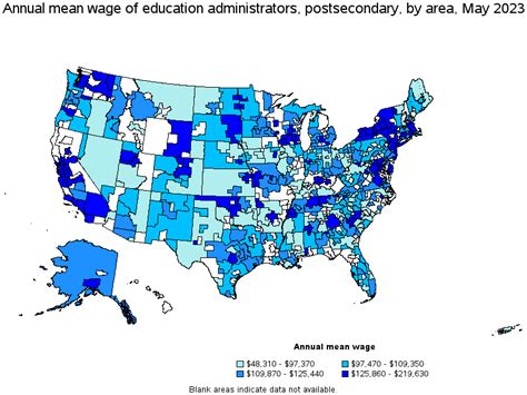 Map Of Annual Mean Wages Of Education Administrators Postsecondary By