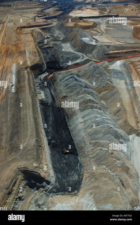 Aerial View Open Cut Coal Mine Central Queensland Coal Basin Australia