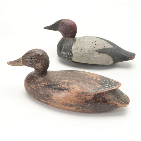 Hand Carved And Painted Wooden Duck Decoys Late 20th Century Ebth