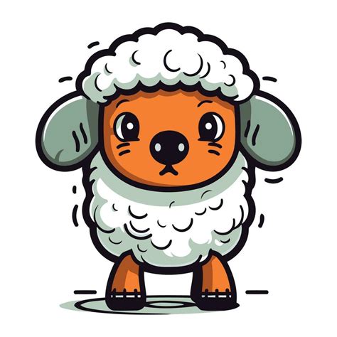 Cute Cartoon Sheep Vector Illustration Isolated On A White Background