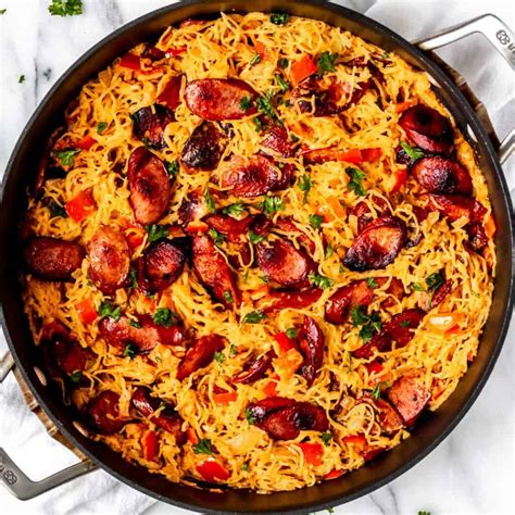 Italian Sausage Spaghetti Squash Skillet - Delicious Little Bites