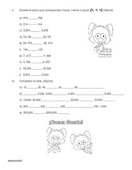 Examen Valor Posicional Notaci N Desarrollada Mayor Menor O Igual