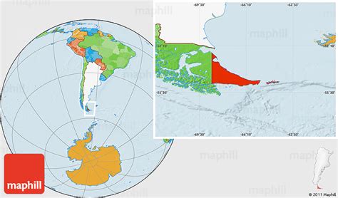 Political Location Map Of Tierra Del Fuego Highlighted Country