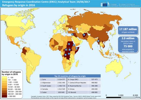 Refugees By Origin In 2016 Analytical Team Echo Daily Map 20 06