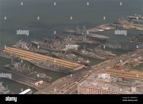 An Aerial View Of A Section Of The Norfolk Naval Base With The Defense