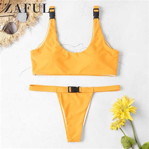 Zaful Vrouwen Sexy Bikini Set Push Up Padded Bandage Badmode Gesp