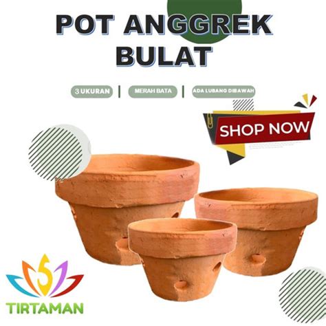 Jual Pot Terakota Gerabah Tanah Liat Pot Anggrek Bulat Uk 15 18 20