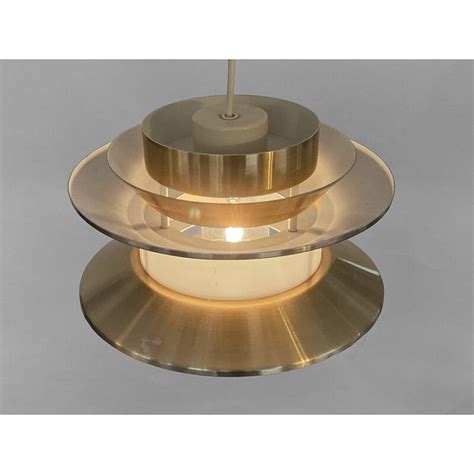 Vintage Pendant Lamp Trava In Golden Aluminium By Carl Thore For