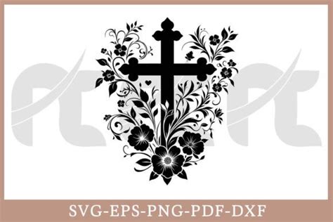 Floral Faith Cross Silhouette Vector Svg Graphic By Craftabledesign