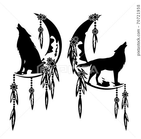 Dream Catcher Wolf Drawing