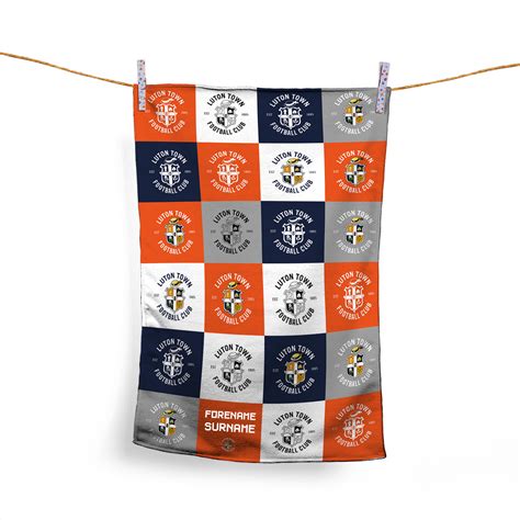 Personalised Luton Town Chequered Tea Towel Make It Your Way