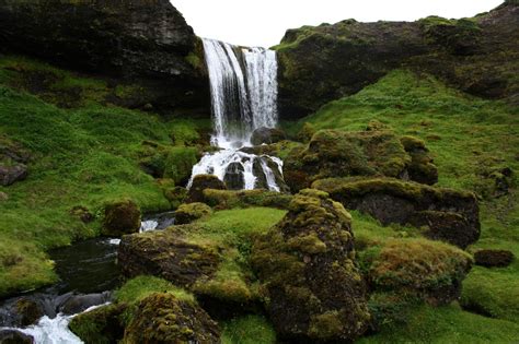 Wallpaper Pemandangan Air Terjun Batu Alam Islandia Aliran