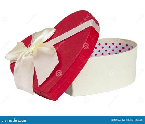 Red Heart Shape Gift Box Isolated On White Background Stock Photo