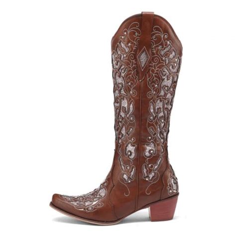 Cute Brown Sparkly Knee High Cowgirl Boots Iheels Australia