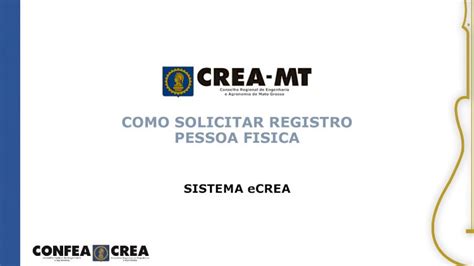 PDF COMO SOLICITAR REGISTRO PESSOA FISICA CREA MT 2019 12 24