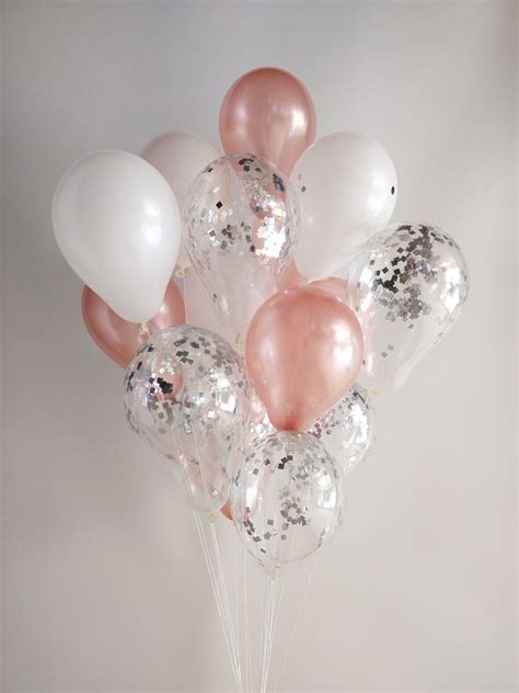 Rose Gold White Silver Confetti Rose Gold Balloons Confetti Etsy Uk