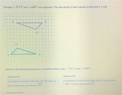 Solved Triangles Xyz And Abc Are Congruent The Side Length Of Each