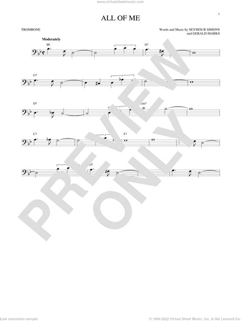 Simons All Of Me Sheet Music For Trombone Solo Pdf