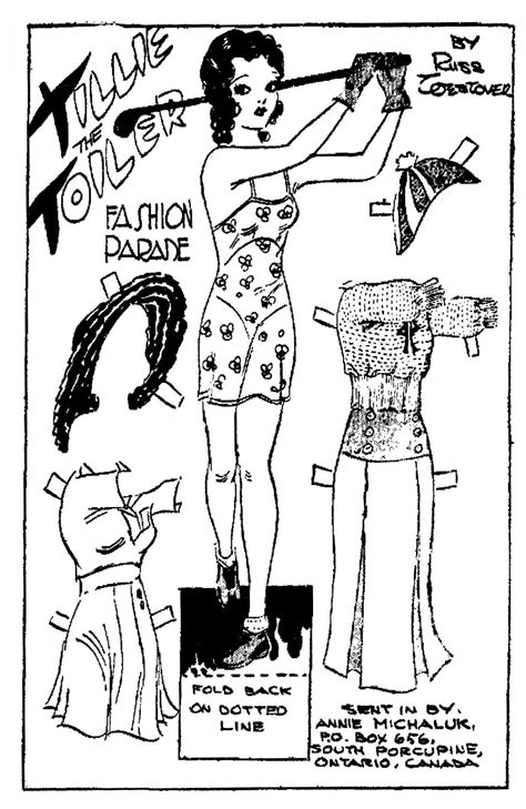 Mostly Paper Dolls Too 1934 Tillie The Toiler Comic Strip Paper Dolls