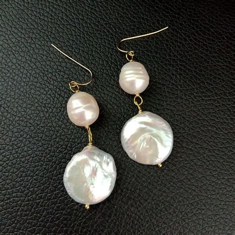 White Coin Keshi Pearl Rice Pearl Hook Earrings In Drop Earrings From