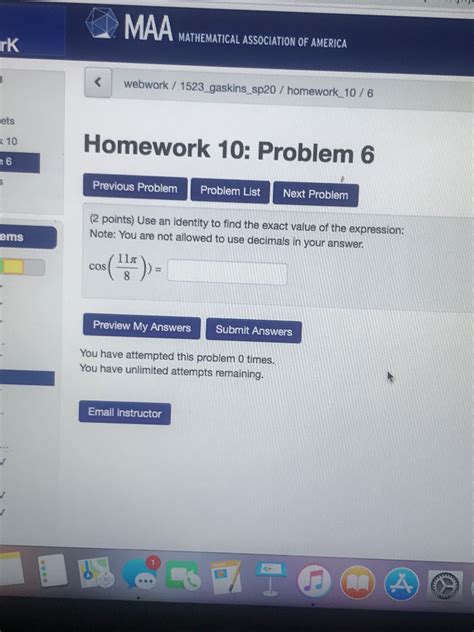 Solved Mathematical Association Of America Webwork Chegg