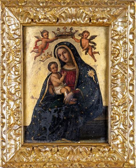 Scuola Romana Del Xvii Secolo Madonna Col Bambino Olio Su Tavola