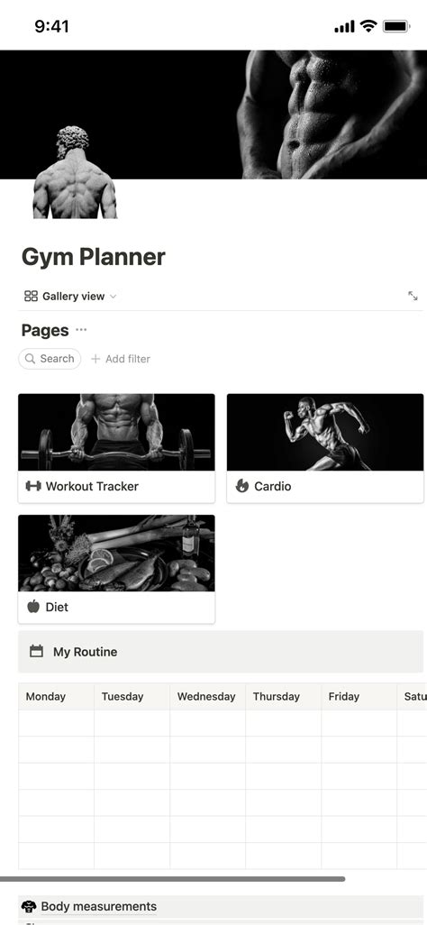 Galer A De Plantillas De Notion Gym Planner