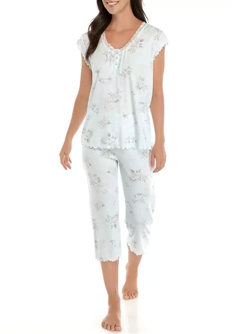 Miss Elaine Womens Cottonessa Short Sleeve Floral Pajama Set Belk