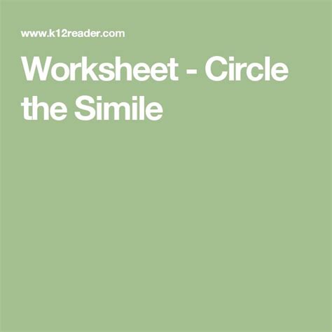 Worksheet Circle The Simile Simile Reading Skills Worksheets