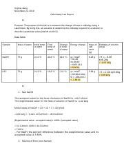 Calorimetry Lab Report - Sophia Jiang November 22 2019 Calorimetry Lab ...