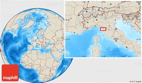 Shaded Relief Location Map of Forte Dei Marmi